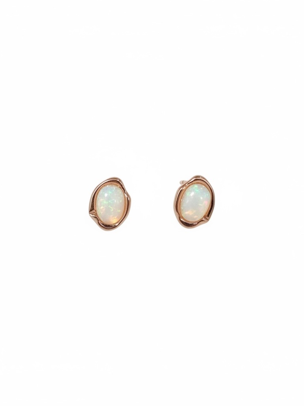 Opal Cabochon Stud Earrings in Rose Gold